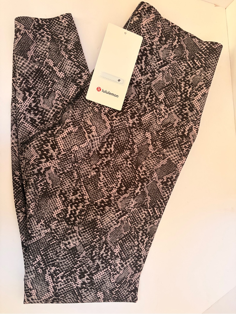 lululemon athletica Black and Light Pink Snake-Print Leggings